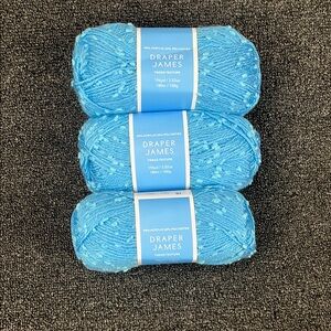 Lot of 3 Draper James DJ Blue Tweed cotton yarn 3.52oz each skein